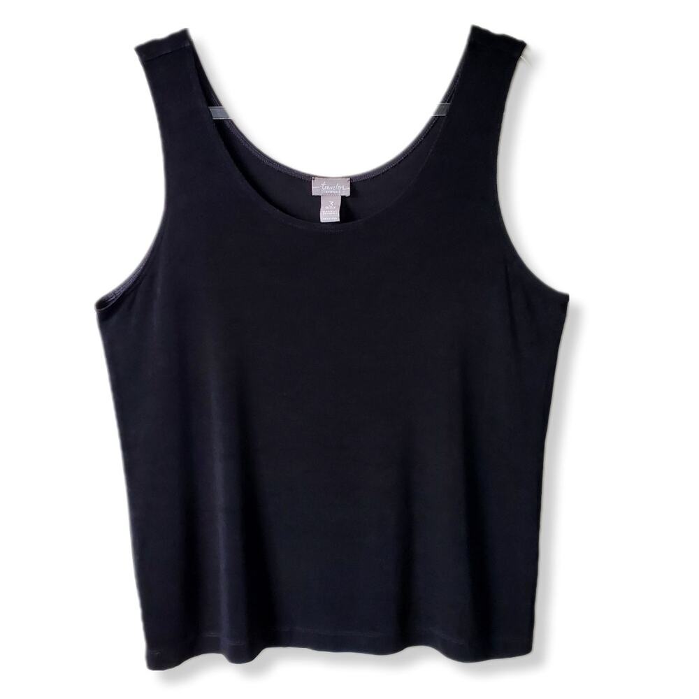 Chicos Women Travelers Black Tank Top XL 3 Slinky Contemporary Minimalist Modern